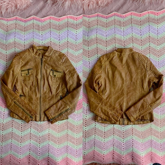 J2 Tan Distressed & Faded Moto Jacket 🧥 - Picture 2 of 4